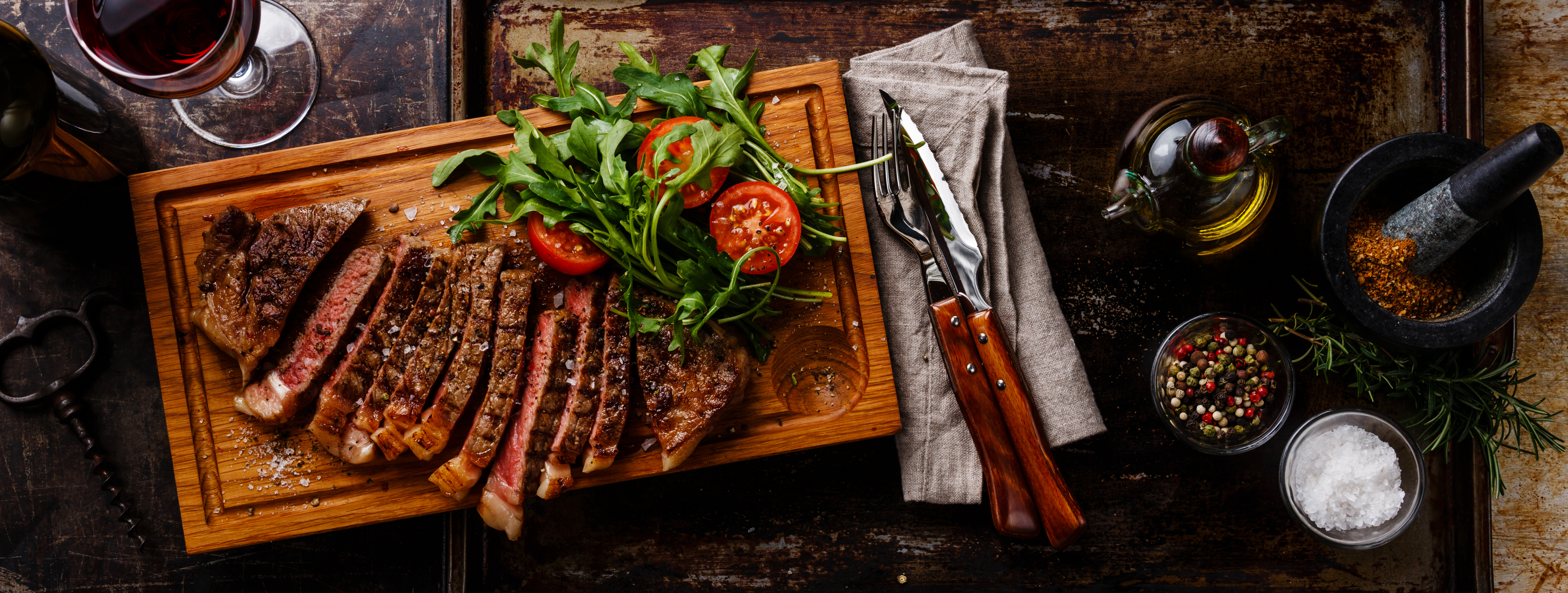 Grilled steak prepared with bold seasoning
